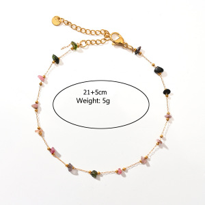 Bracelet De Cheville Pour Femme En Acier Inoxydable Polychrome, Couleur Or, Avec Motif Floral Naturel Et Étanchéité h5