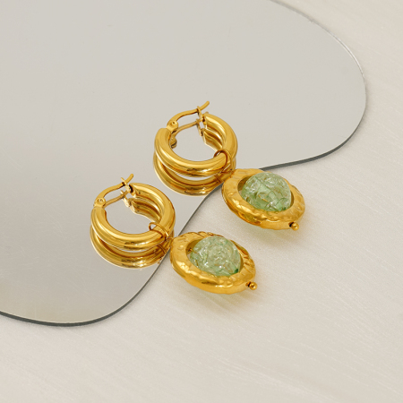Boucles d'oreilles pendantes en acier inoxydable étanche couleur or 2