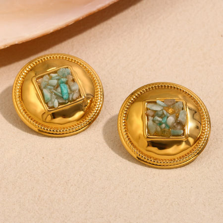 Boucles d'oreilles femme vintage légères et luxueuses en acier inoxydable imperméable, motif étoile de mer et contraste de couleurs.
