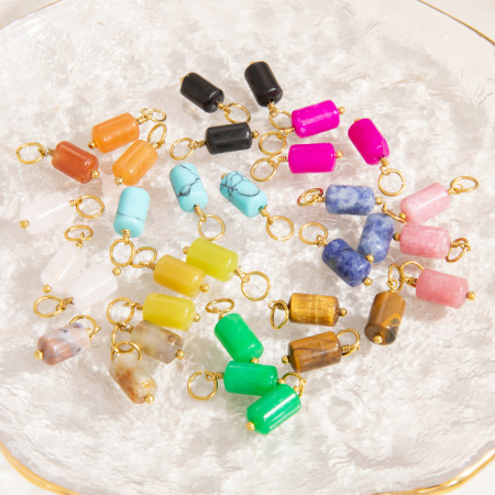 Pendentif géométrique simple en acier inoxydable et pierre naturelle pour femme, série 1 pièce