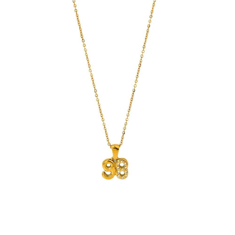 Collier Pendentif Étanche En Acier Inoxydable Doré Avec Chiffres Image5