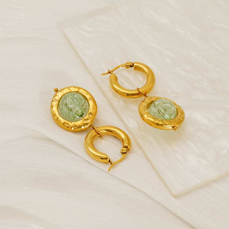 Boucles D'Oreilles Pendantes En Acier Inoxydable Étanche Couleur Or Image4