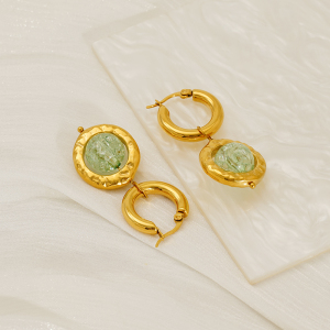 Boucles D'Oreilles Pendantes En Acier Inoxydable Étanche Couleur Or h5 Image4