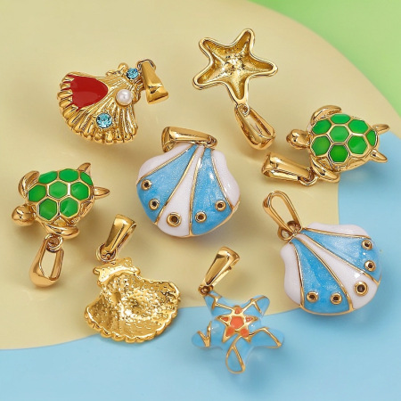 Pendentif Femme Étanche En Acier Inoxydable, Motif Organisme Marin, Collection Océan (1 Pièce)