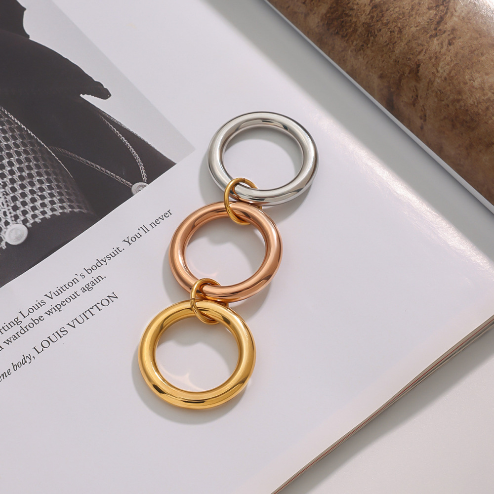 Bague Simple Classique Pour Femme, En Acier Inoxydable Multicouche Étanche (1 Pièce) h5Image4