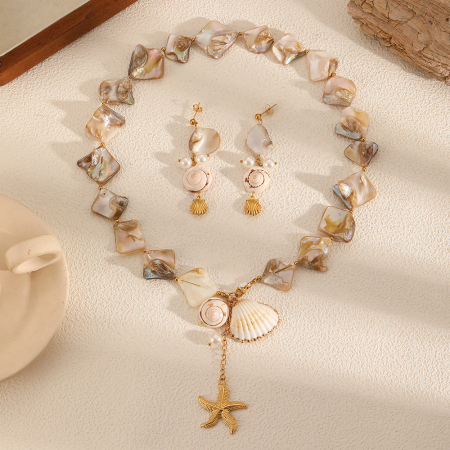 ensemble de boucles d'oreilles ins style oceanic en acier inoxydable couleur or