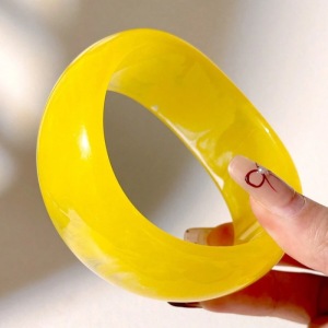 Bracelets Ronds En Résine Jaune Citron Pour Femmes, Série Simple h5 