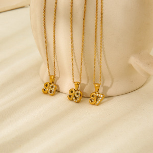 Collier Pendentif Étanche En Acier Inoxydable Doré Avec Chiffres h5 Image4