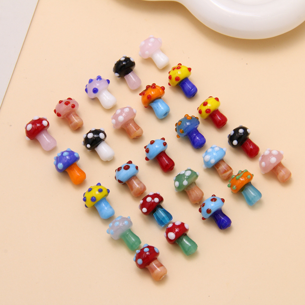 Perles De Verre Colorées En Forme De Champignon Exquises Pour Bijoux À Faire Soi-Même h5Image3