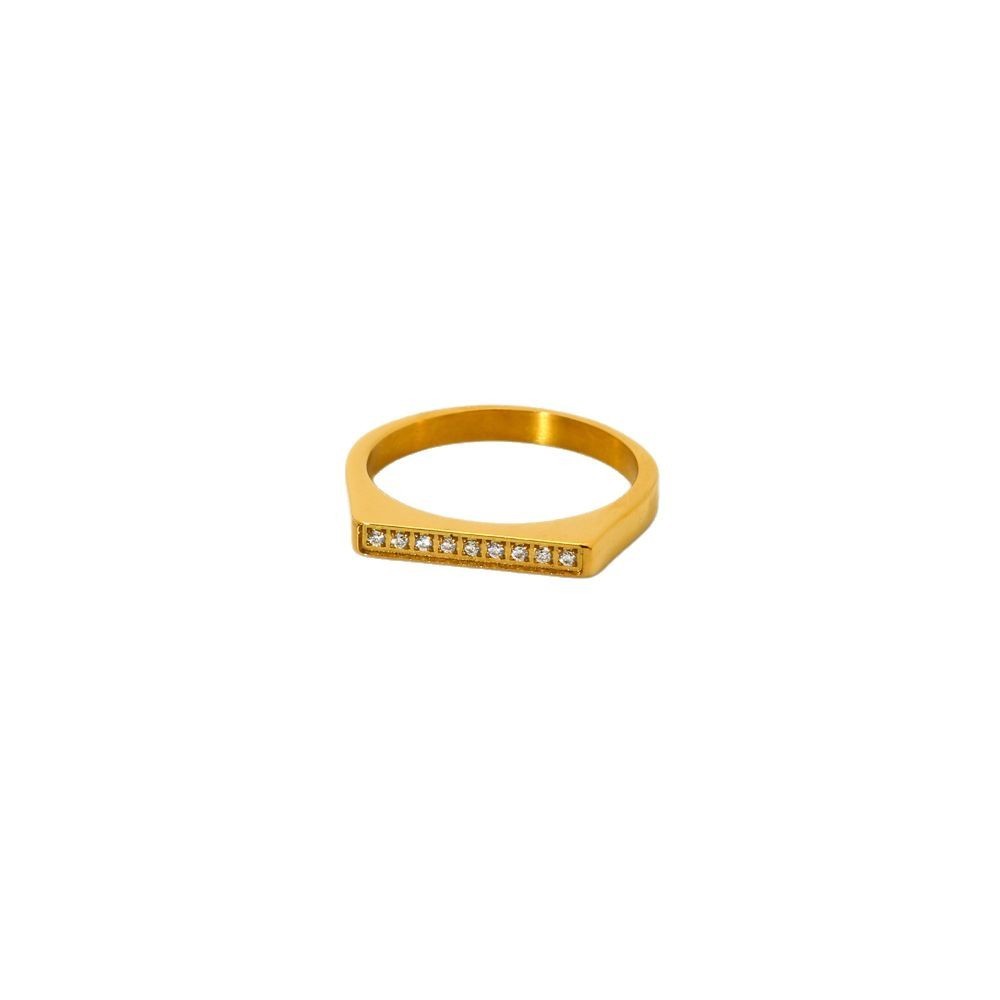 Bague Femme Étanche En Acier Inoxydable Doré, Style Simple Et Élégant Image5