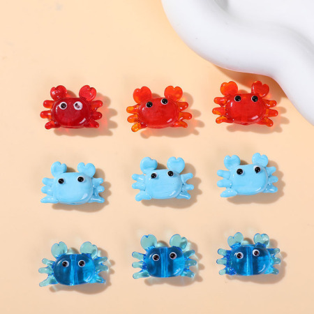 Perles de verre colorées en forme de crabe océanique pour bijoux à faire soi-même