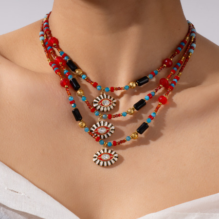 Collier de perles pour femme, collection Radiant Series, style rétro chic, en acier inoxydable, couleur or, étanche (1 pièce) 2