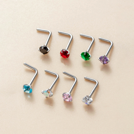 1 piercing de nez en zircon coloré pour femme