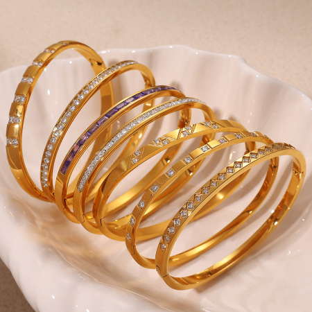 Bracelets classiques en acier inoxydable étanches couleur or