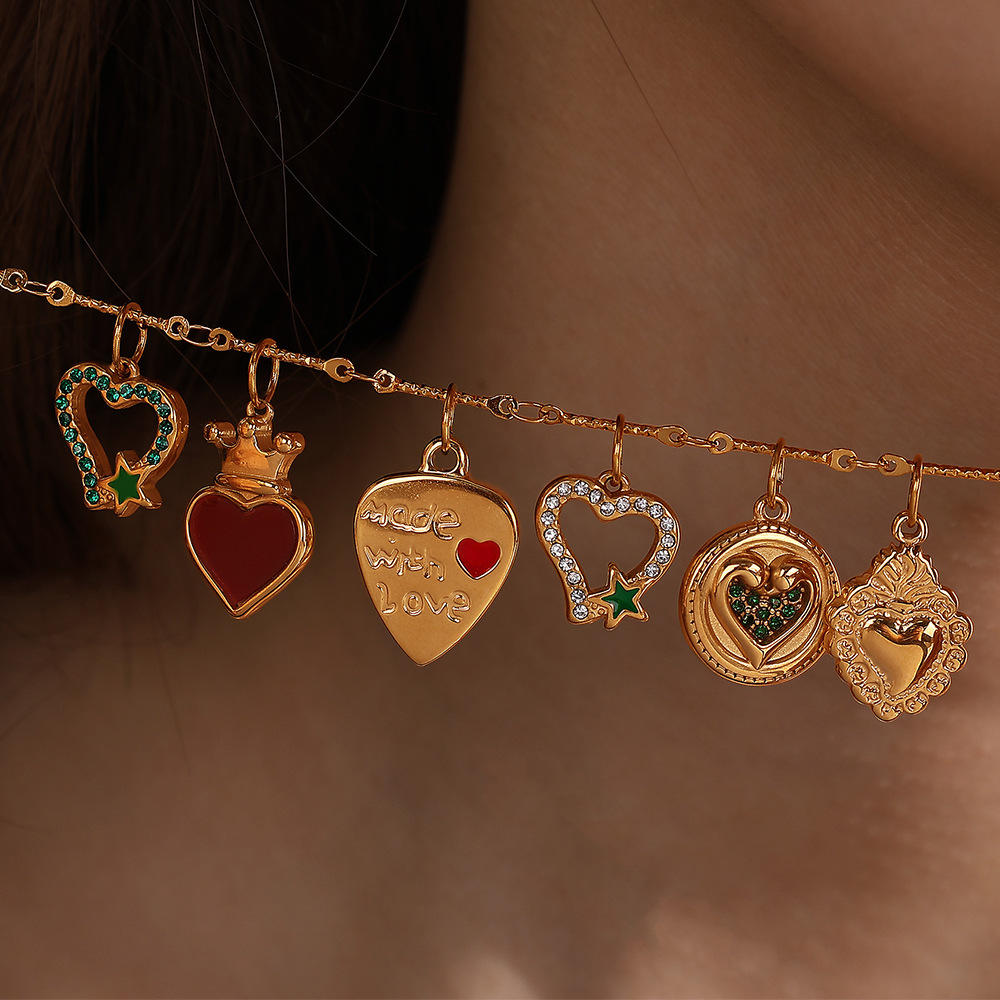Pendentifs Daily Heart En Acier Inoxydable Étanche Couleur Or Image4