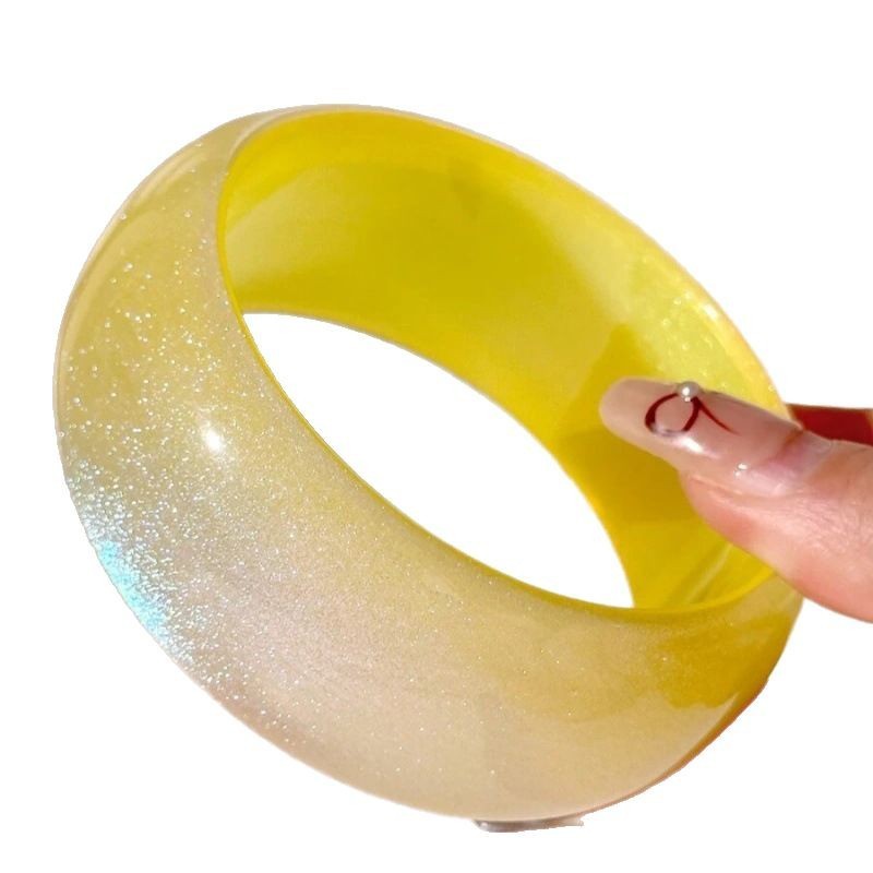 Bracelets Ronds En Résine Jaune Citron Pour Femmes, Série Simple Image6