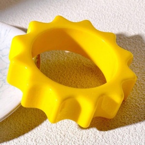 Bracelets Ronds En Résine Jaune Citron Pour Femmes, Série Simple h5 Image5