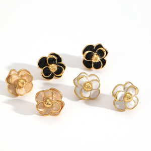 Boucles D'Oreilles Élégantes À Fleurs En Acier Inoxydable Imperméables h5 Image3