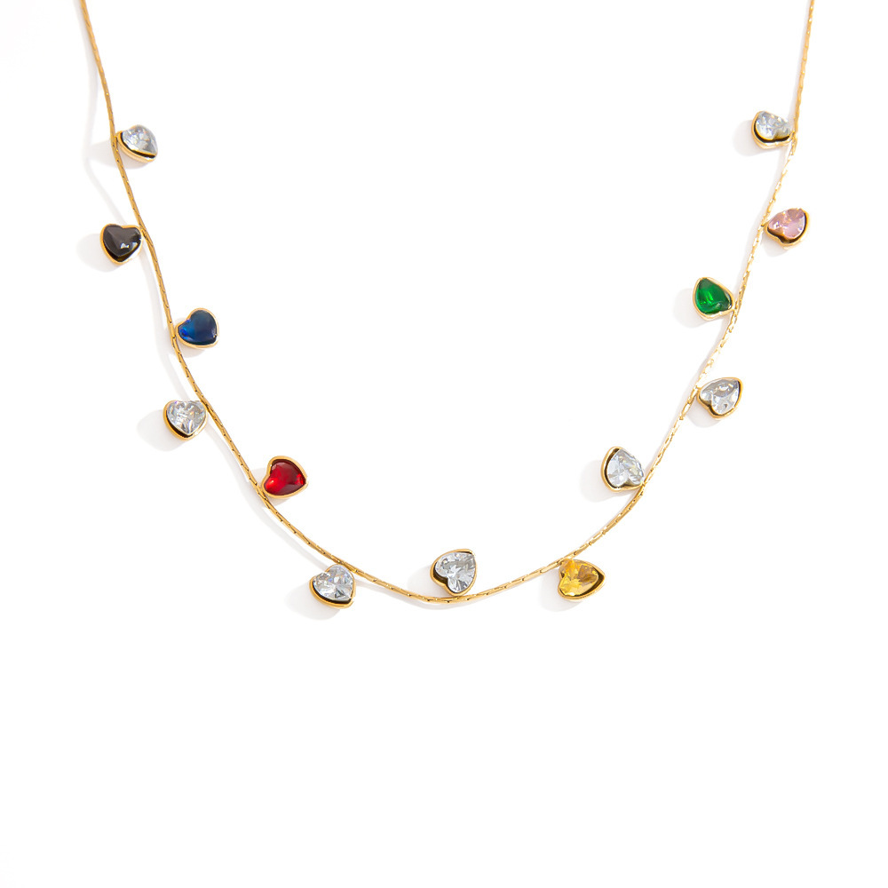 Collier En Acier Inoxydable Doré Incrusté De Pierres Précieuses, Léger Et Luxueux, Pour Femme Image5
