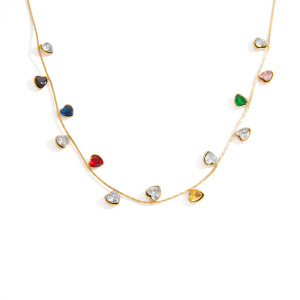 Collier En Acier Inoxydable Doré Incrusté De Pierres Précieuses, Léger Et Luxueux, Pour Femme h5 Image5