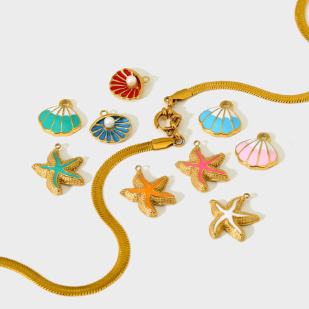 Pendentif étoile de mer en acier inoxydable étanche couleur or