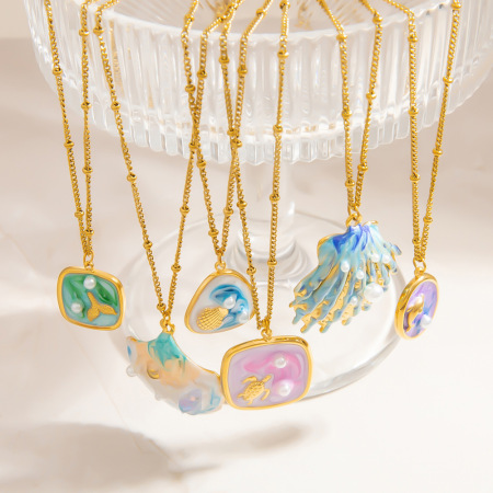 Colliers Pendentifs De Vacances En Acier Inoxydable Étanche Couleur Or