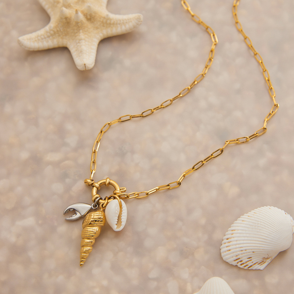 Colliers Pendentifs Oceanic En Acier Inoxydable Étanche Couleur Or h5Image6