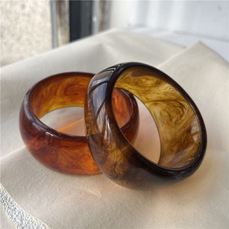Bracelet pour femme en résine géométrique rétro, série simple, 1 pièce 2