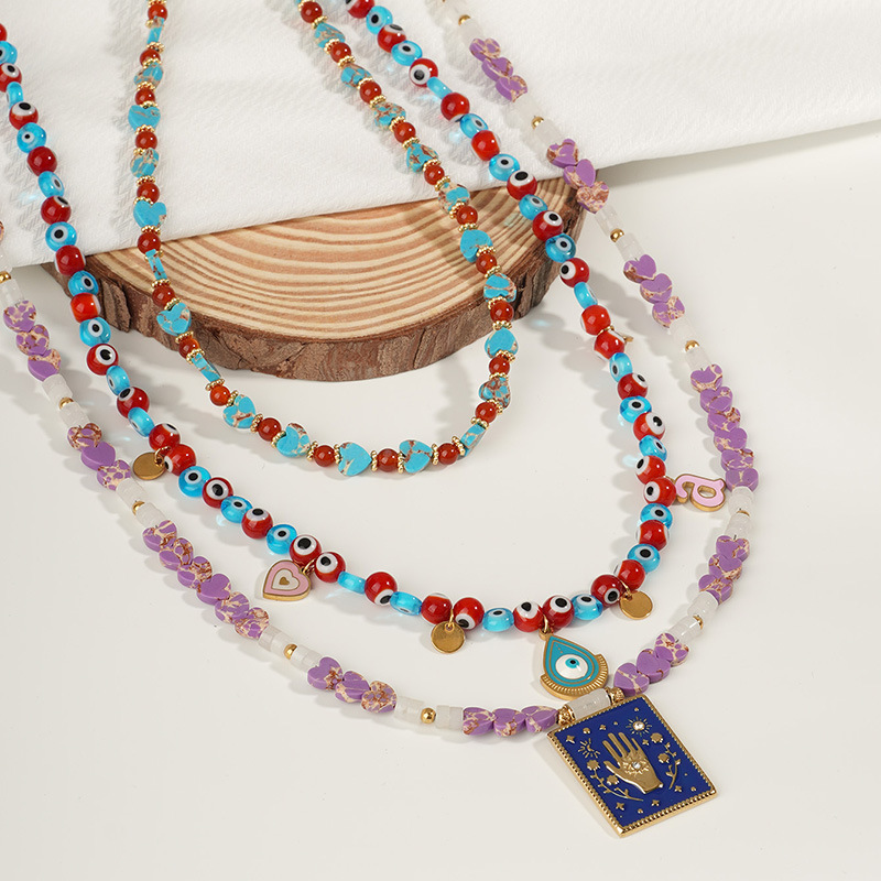 Colliers De Perles Pour Femmes Sophisticated Eye En Acier Inoxydable Imperméable Couleur Or Image5