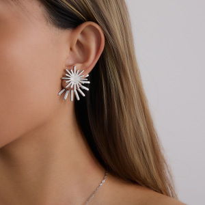 Boucles D'Oreilles Puces Pour Femmes Sun En Acier Inoxydable Étanche Couleur Or h5 Image5