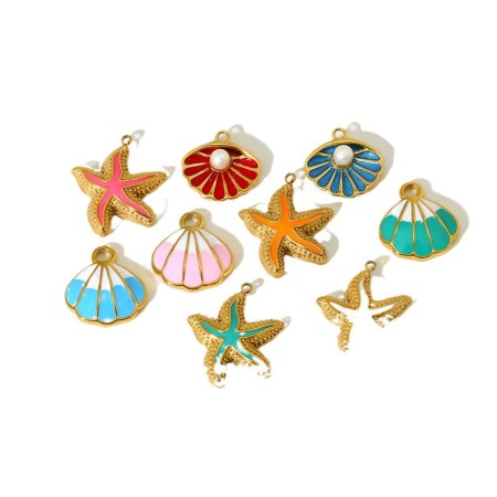 Pendentif étoile de mer en acier inoxydable étanche couleur or 2