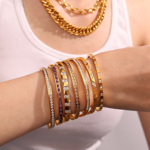 Bracelets Classiques En Acier Inoxydable Étanches Couleur Or h5 Image2