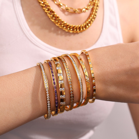 Bracelets classiques en acier inoxydable étanches couleur or 2