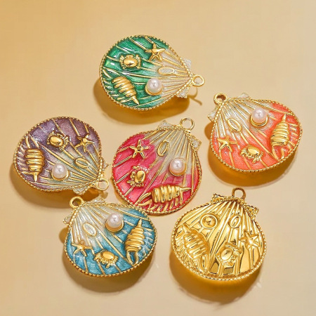 Pendentifs femme étanches en acier inoxydable, motif coquillage de vacances 2