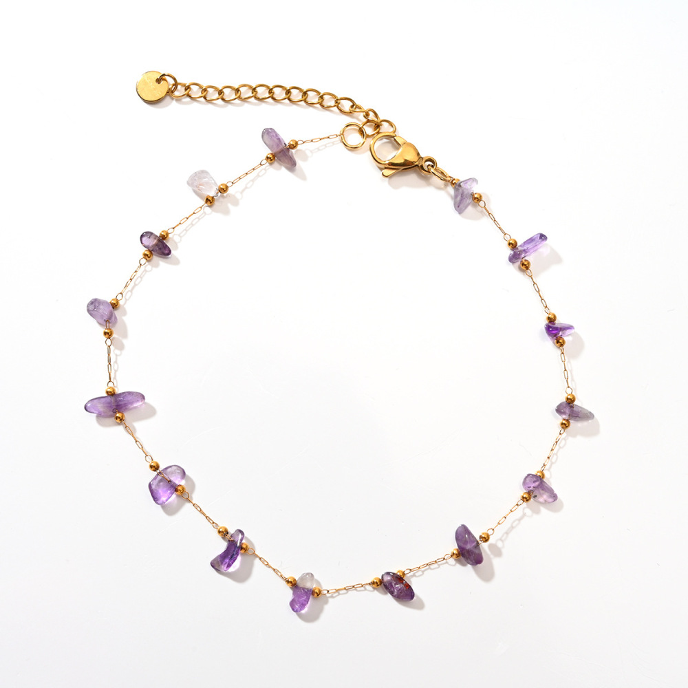 Bracelet De Cheville Pour Femme En Acier Inoxydable Polychrome, Couleur Or, Avec Motif Floral Naturel Et Étanchéité h5Image7