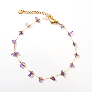 Bracelet De Cheville Pour Femme En Acier Inoxydable Polychrome, Couleur Or, Avec Motif Floral Naturel Et Étanchéité h5 Image7