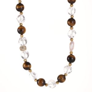 Colliers De Perles Rétro En Acier Inoxydable Et Pierre Naturelle, Couleur Or, Pour Femmes h5 Image6