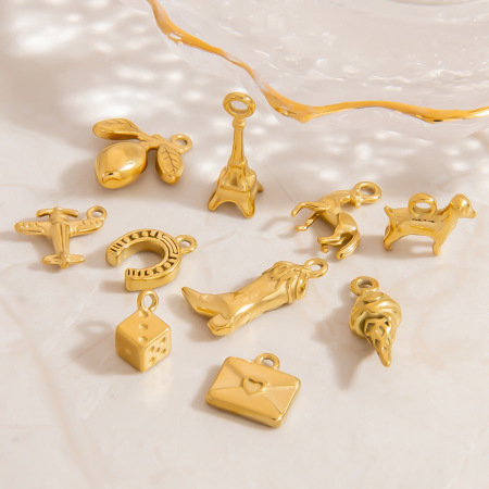 Pendentifs en acier inoxydable étanches couleur or à faire soi-même
