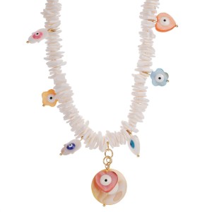 Collier De Perles Aléatoires Pour Femme, Collection Délicate, Motif Œil De Vacances, Coquillage Naturel, Acier Inoxydable, Étanche, Couleur Or. h5 Image6