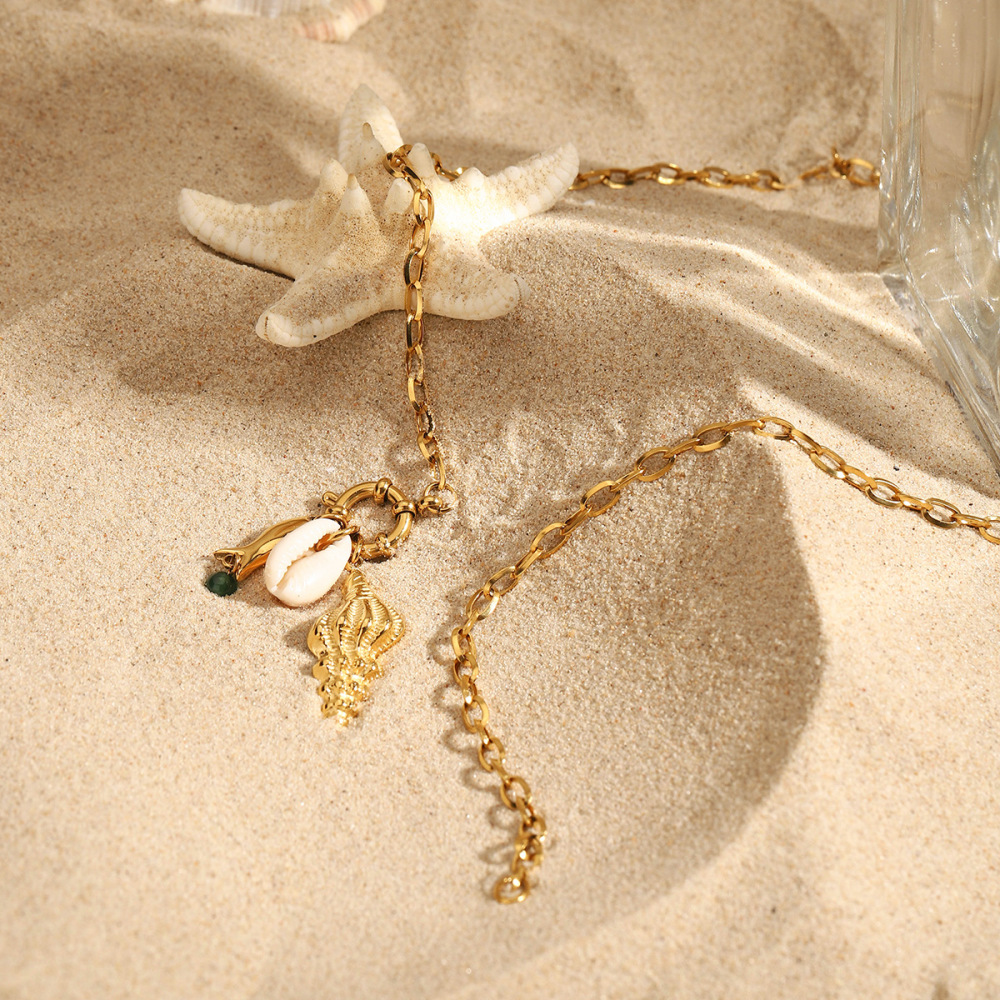 Collier Pendentif Oceanic En Acier Inoxydable Étanche Couleur Or h5Image3