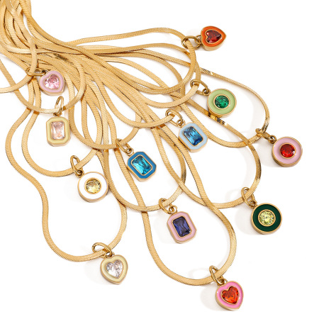 Collier pendentif femme étanche en forme de cœur, couleur or, en acier inoxydable (1 pièce)