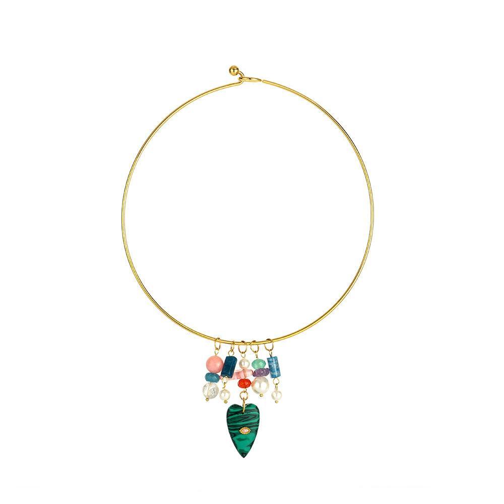 Collier Ras Du Cou Pour Femme, En Acier Inoxydable Imperméable Couleur Or, Motif Océanique 