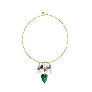Collier Ras Du Cou Pour Femme, En Acier Inoxydable Imperméable Couleur Or, Motif Océanique h5 