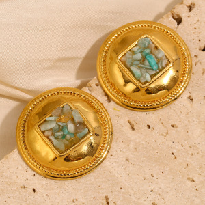 Boucles D'Oreilles Femme Vintage Légères Et Luxueuses En Acier Inoxydable Imperméable, Motif Étoile De Mer Et Contraste De Couleurs. h5 Image2