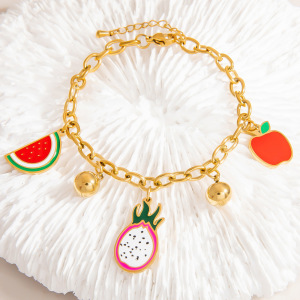 Bracelets À Breloques Colorés En Acier Inoxydable Avec Motifs De Fruits Pour Femmes h5 Image4