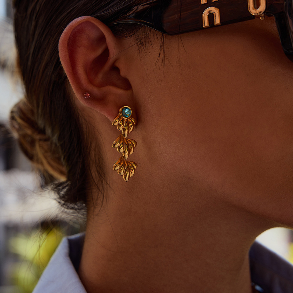 Boucles D'Oreilles Et Bague Pendantes En Acier Inoxydable Doré, Étanches, En Forme D'Étoile De Mer 