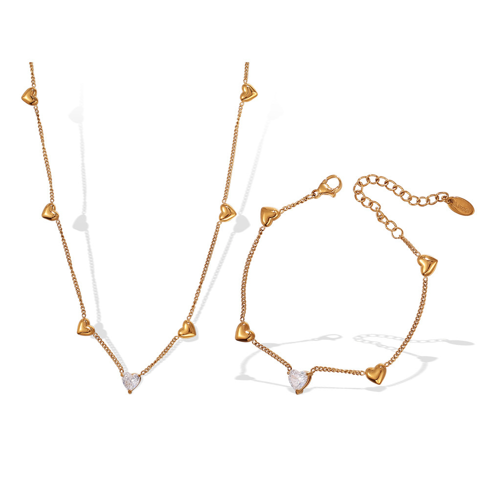 Collier Chaîne En Acier Inoxydable Couleur Or Avec Cœur, 1 Pièce Image5