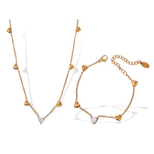Collier Chaîne En Acier Inoxydable Couleur Or Avec Cœur, 1 Pièce h5 Image5