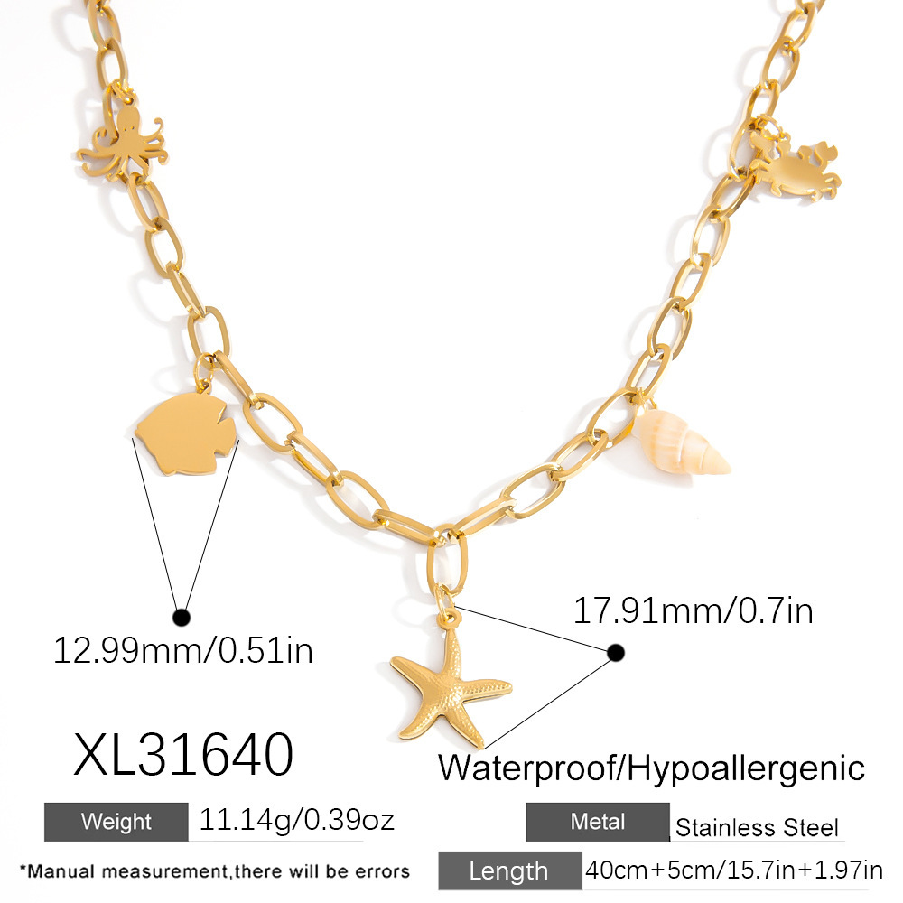 Collier En Acier Inoxydable Doré Incrusté De Pierres Précieuses, Léger Et Luxueux, Pour Femme 