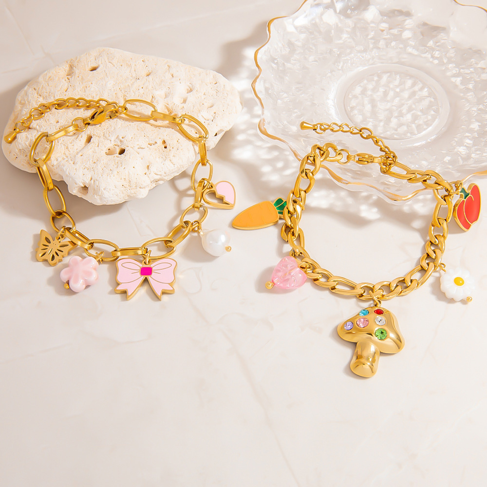 Bracelets À Breloques Colorés En Acier Inoxydable Avec Motifs De Fruits Pour Femmes Image3